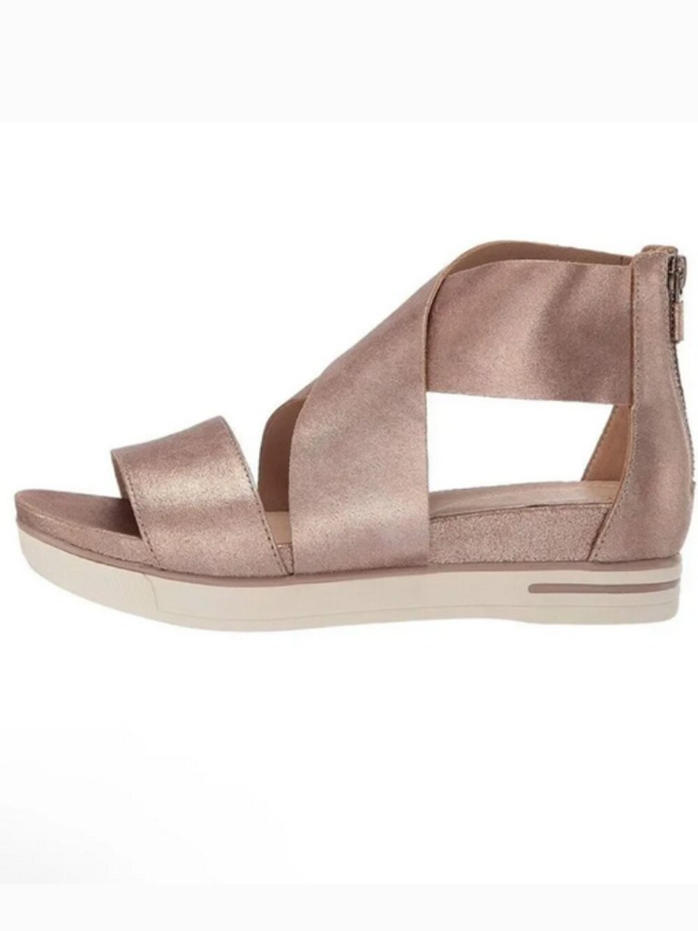 New! Eileen Fisher Women's Sport Bronze Frozen Metallic Suede Sandals Sz 10